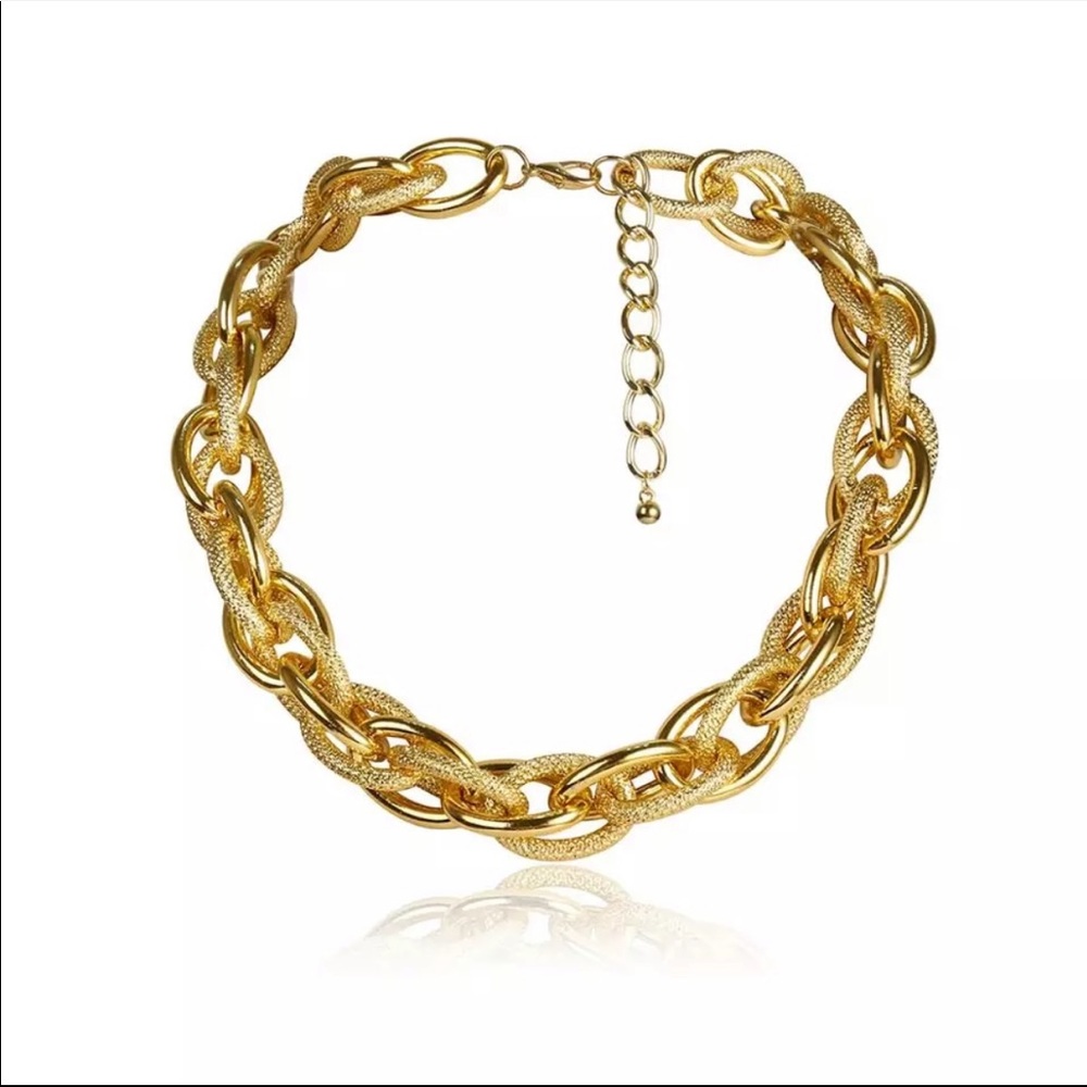 New 18k Gold Choker Cuban Chunky Chain Necklace - Picture 6 of 8